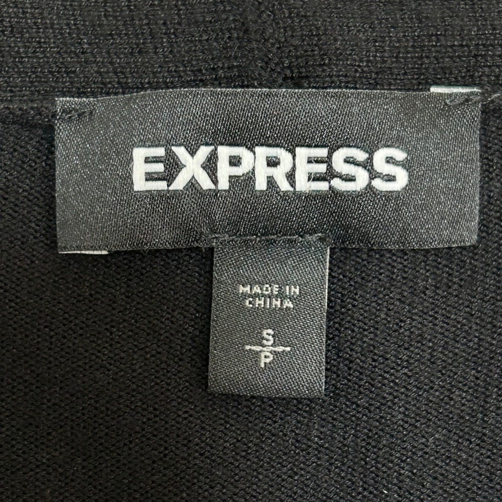 EXPRESS Open Front Long‎ Sleeve Womens Cardigan Sweater Small Black White Stripe - Picture 4 of 7